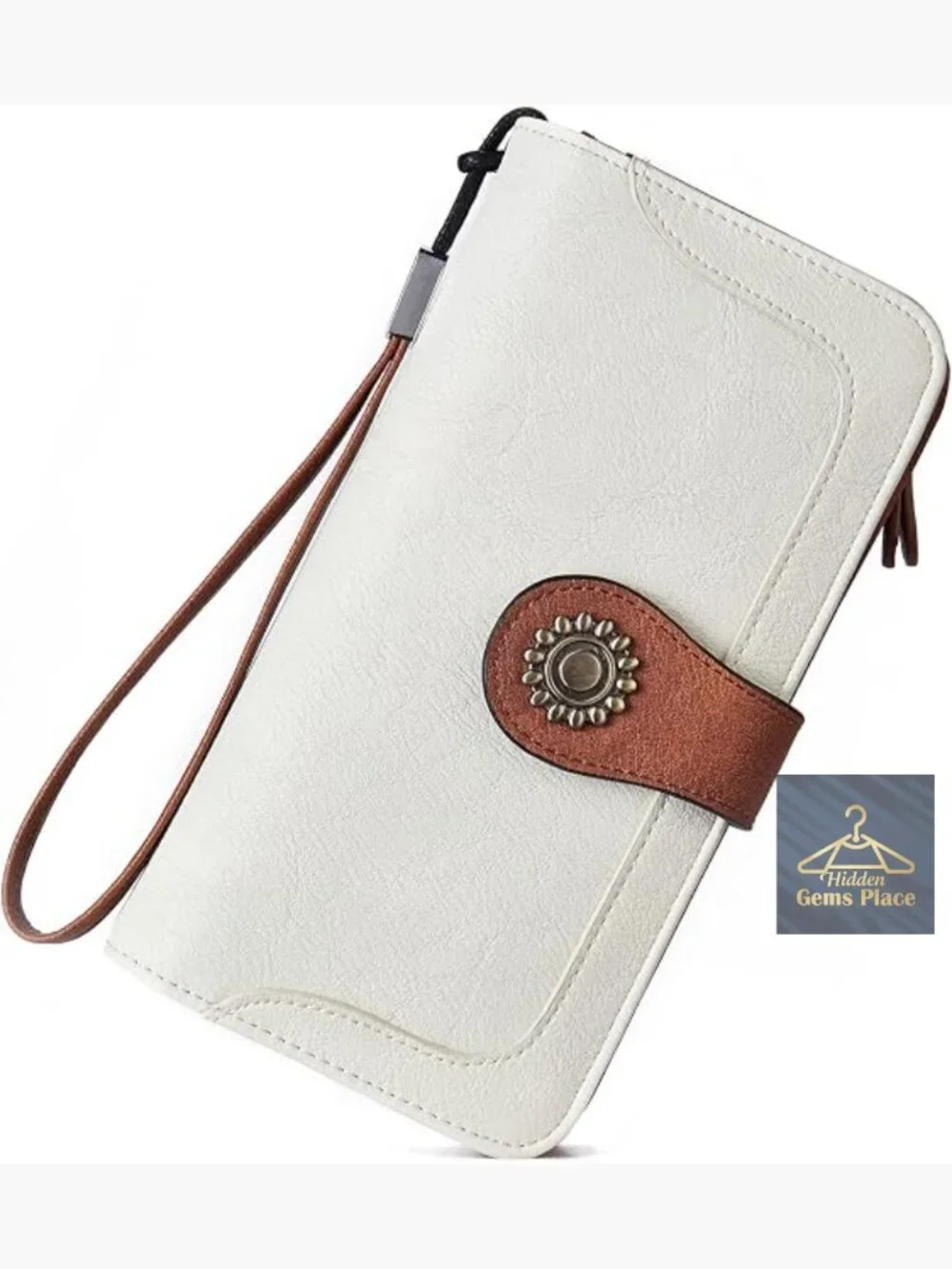 Vegan Leather Zip Around Wristlet Clutch Wallet with RFID Blocking